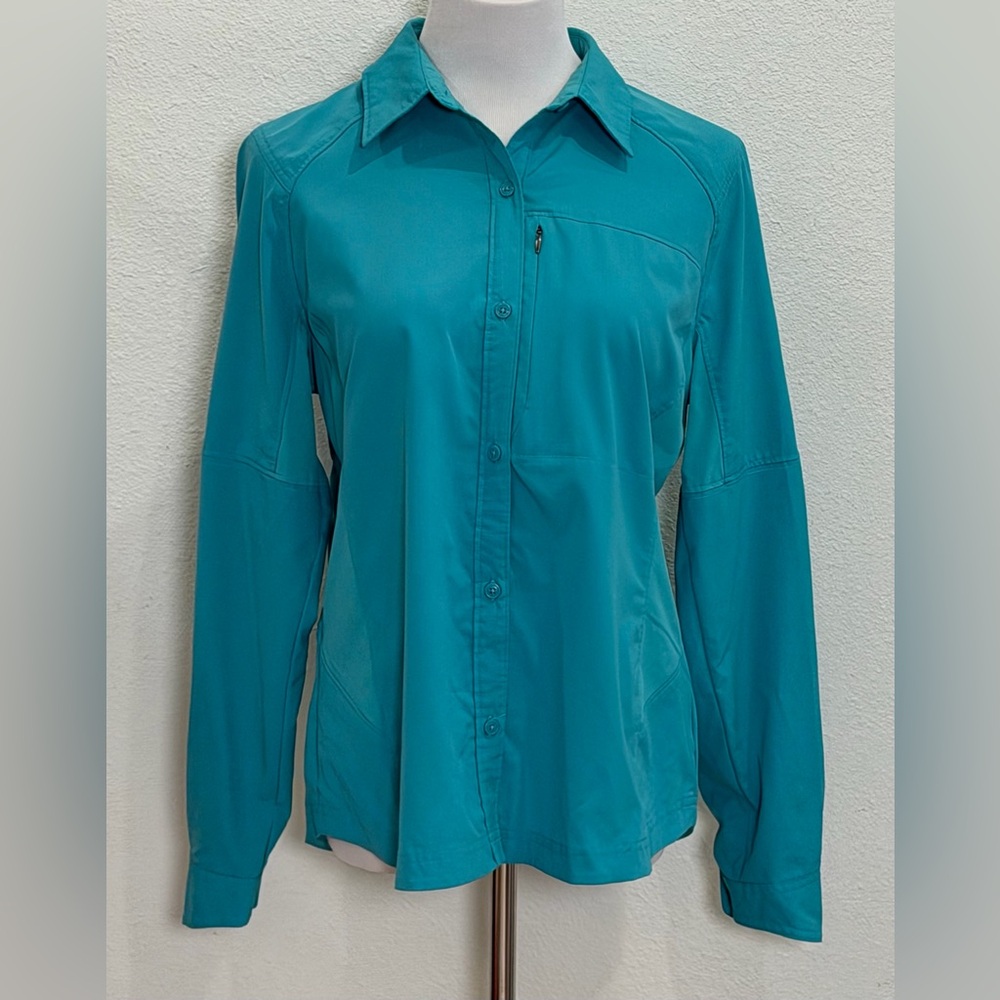 Columbia Women’s Omni-Shade Sun Shirt XL Blue Active Sportswear Moisture Wicking